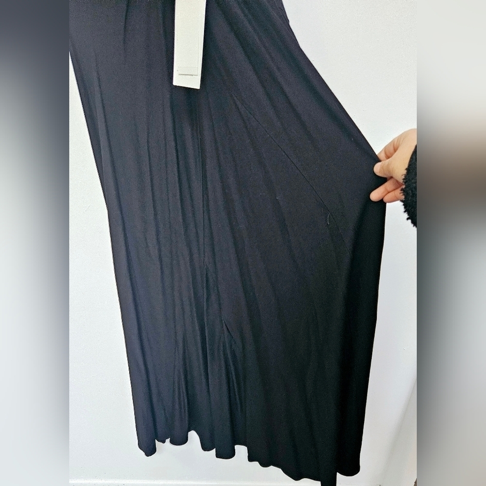 Eileen Fisher CRS Back Rayon Flare Stretch Crepe Black Slip On Dress  Small Nwt - Picture 9 of 11
